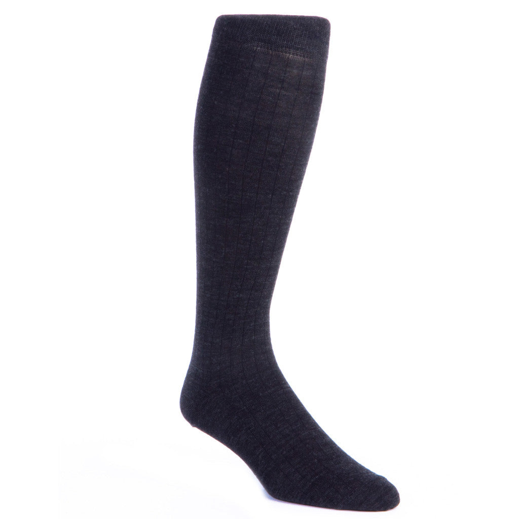 Charcoal Ribbed Fine Merino Wool Mens Over The Calf Sock – Dapper Classics®