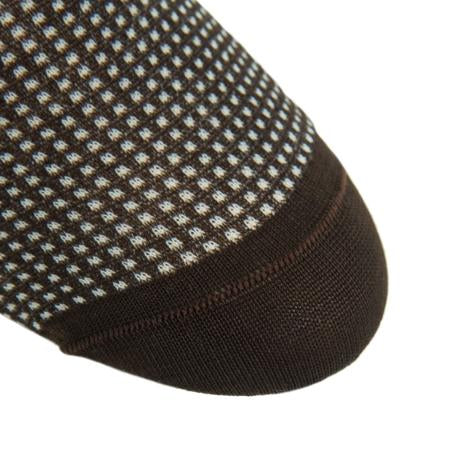 Coffee Brown with Taupe Grenadine Fine Merino Wool Sock Linked Toe OTC