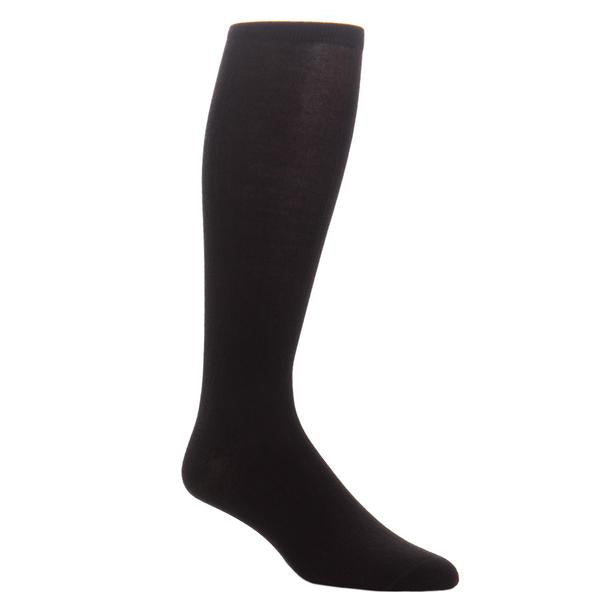 Black Solid Wide Ribbed Cashmere Wool Blend Sock Linked Toe Mid-Calf ...