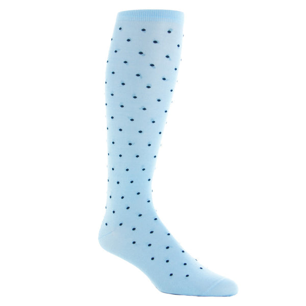 Sky Blue with Navy Dot Cotton Sock Linked Toe OTC | Dapper Classics