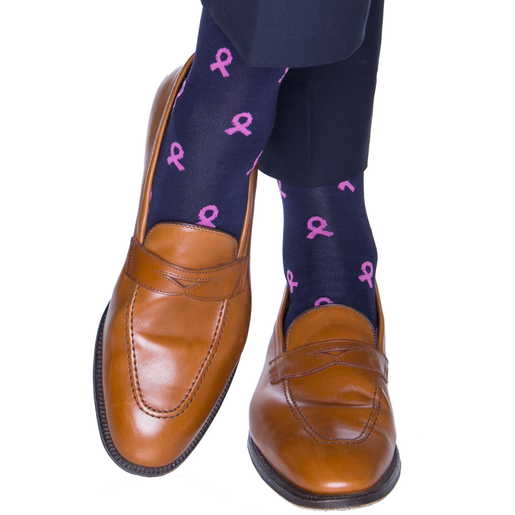 pink and navy dress socks