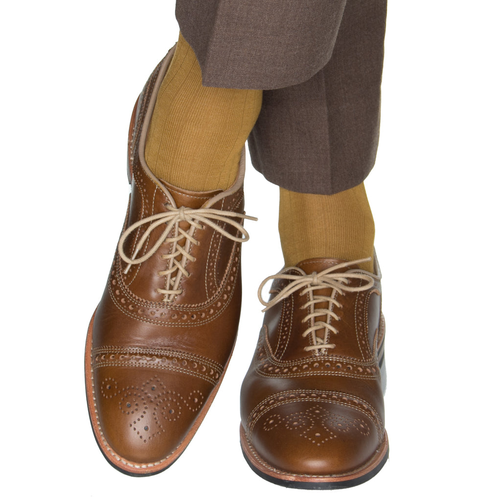Gold Solid Ribbed Cotton Sock Linked Toe OTC – Dapper Classics®