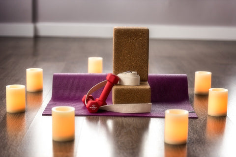 Meditation Space at Home Candles and Fitness Gear