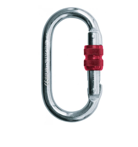 Multipurpose Silver and Red Screw Lock O Shape Carabiner