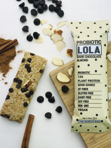 REBECA Dark Chocolate Almond Probiotic Granola Bar Lola Snacks