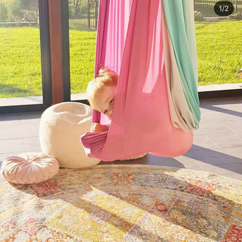 Little Boy in Aerial Yoga Hammock Uplift Active