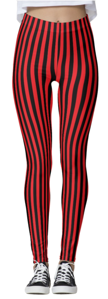 Red Pink Black White Striped Leggings S M L XL O7