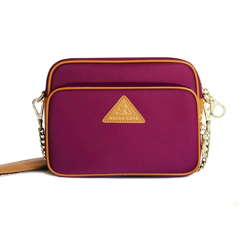 Crissy Full Crossbody in Maroon with Chain Straps