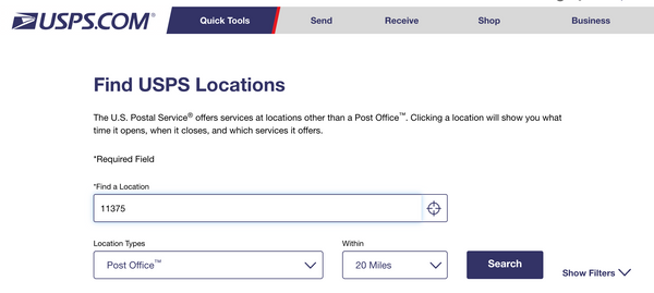 Find USPS locations example