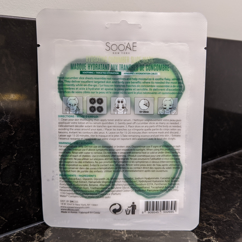 Soo'Ae New York - Hydrating Cucumber Slice Mask Back