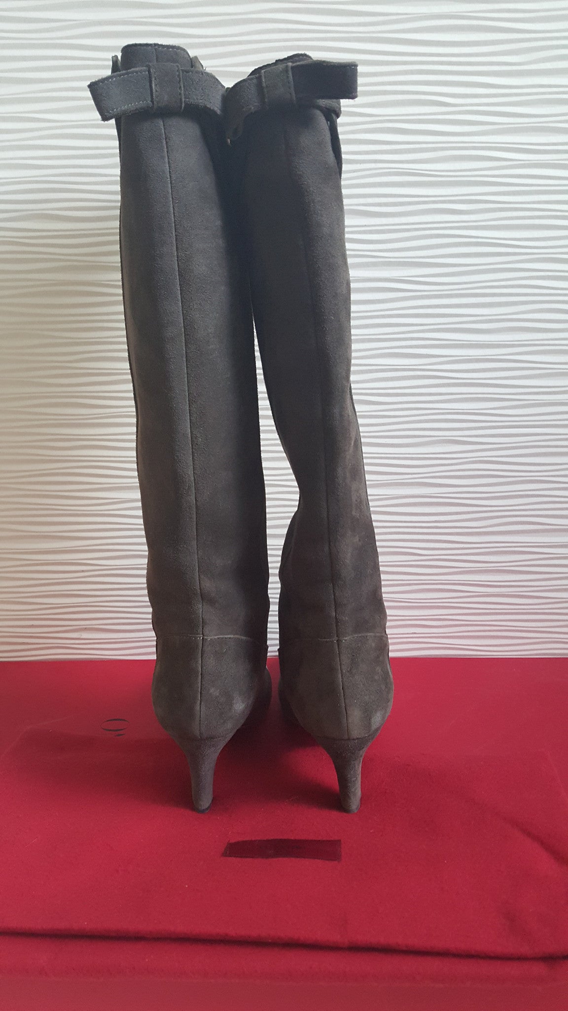 VALENTINO HIGH SUEDE BOOTS - GRAY - SIZE 36.5