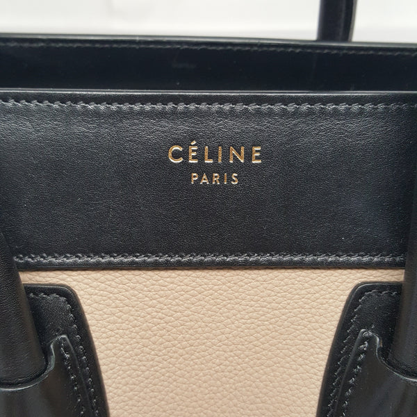 CELINE TAUPE/BLACK/OLIVE GREEN MICRO LUGGAGE TOTE BAG - SMALL – Hebster ...