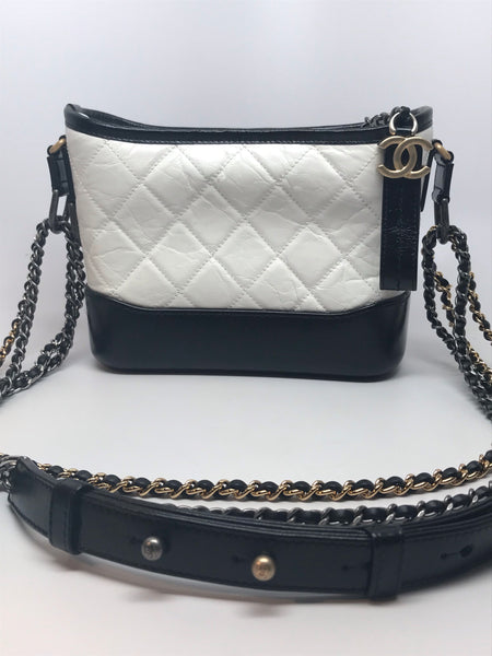 CHANEL BLACK AND WHITE SMALL GABRIELLE HOBO BAG – Hebster Boutique