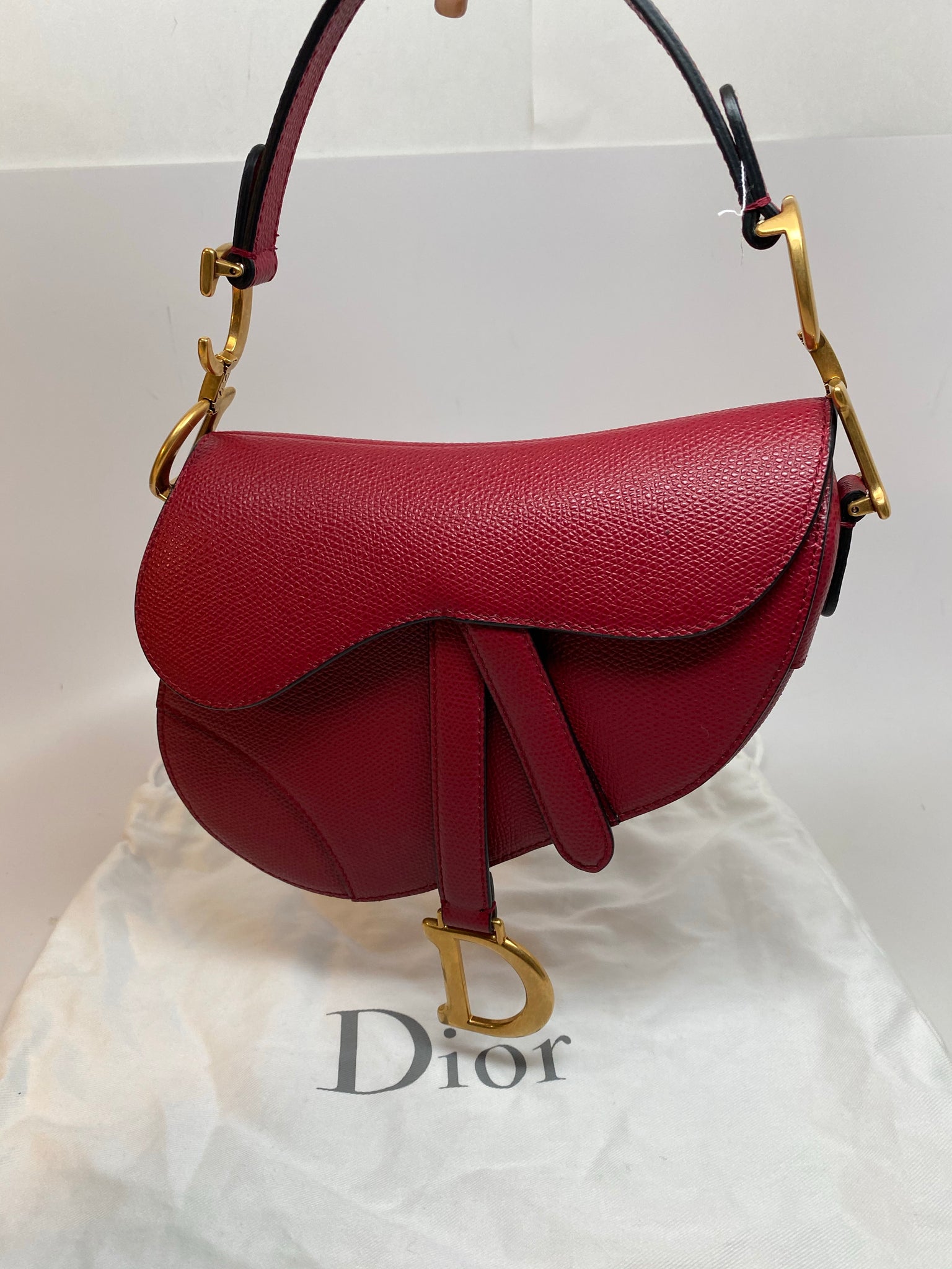 CHRISTIAN DIOR Grained Calfskin Mini Saddle Bag Pink - BestFashionHQ.com