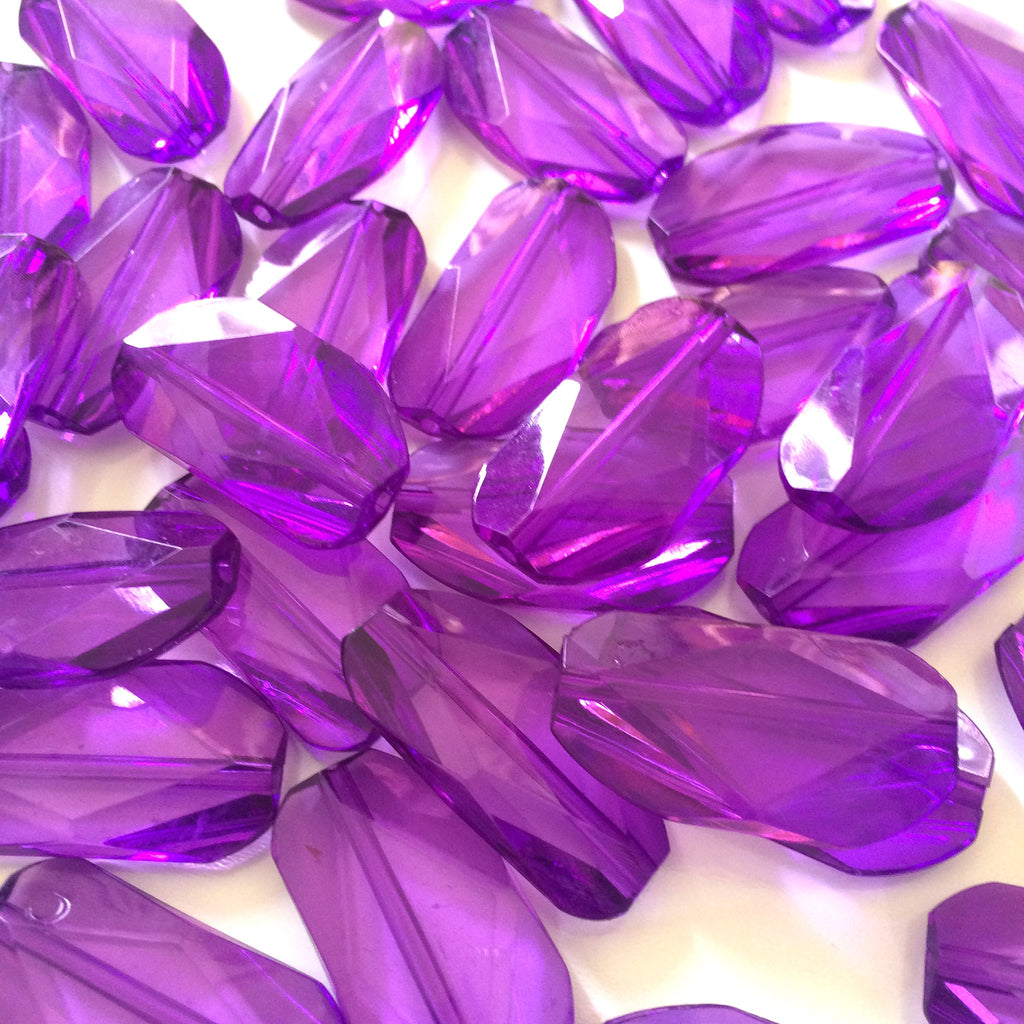 Large PURPLE Gem Stone Beads - Acrylic 