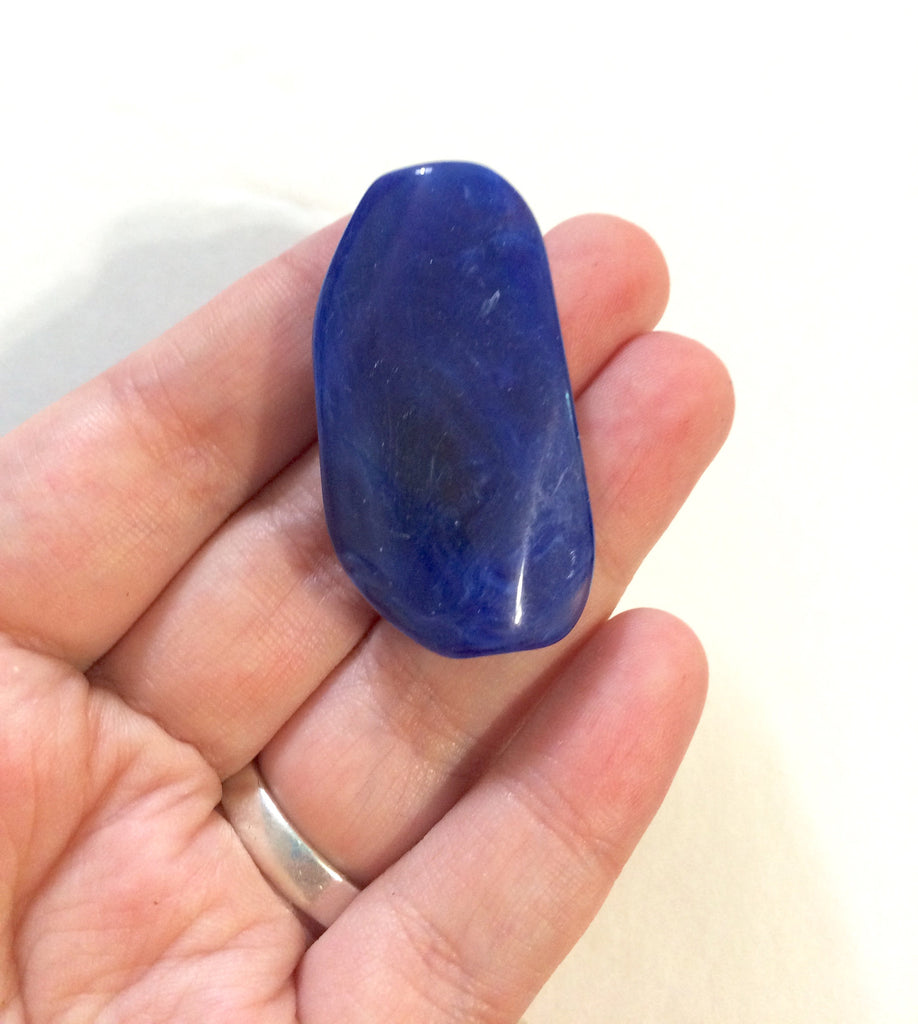 Large DARK BLUE Gem stone Beads Acrylic Beads look like stained glas