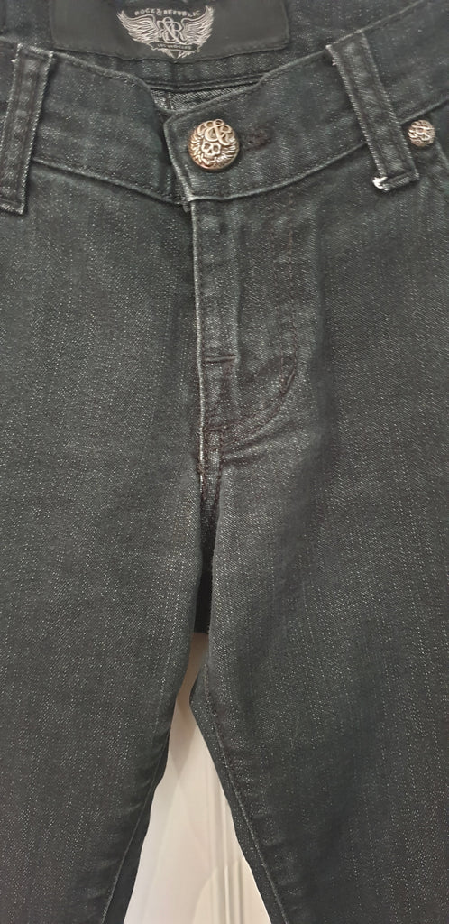 ROCK & REPUBLIC Charcoal Grey Black Denim Slim Leg Jeans Trousers Pants 24