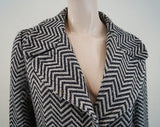 JAEGER Black & Cream Chunky Herringbone Virgin Wool Blend Lined Jacket Coat UK12