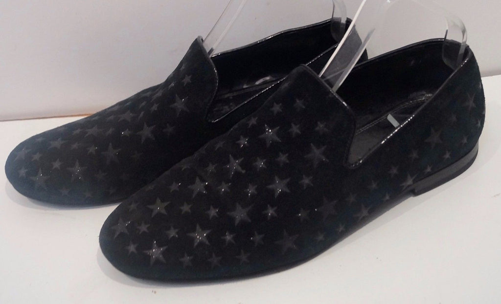 black flat loafers