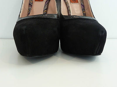 black platform court shoes