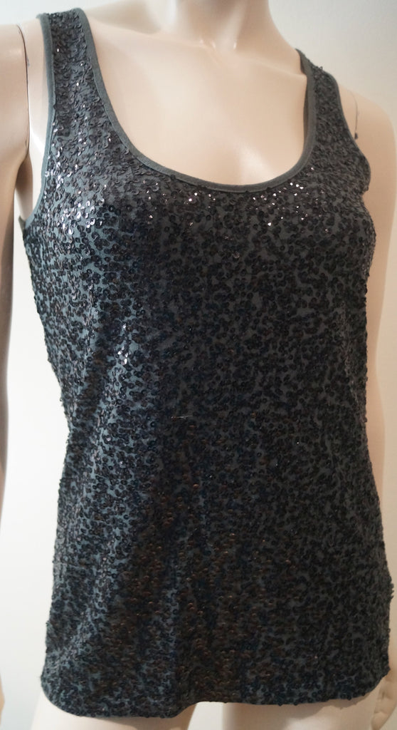 black sequin sleeveless top