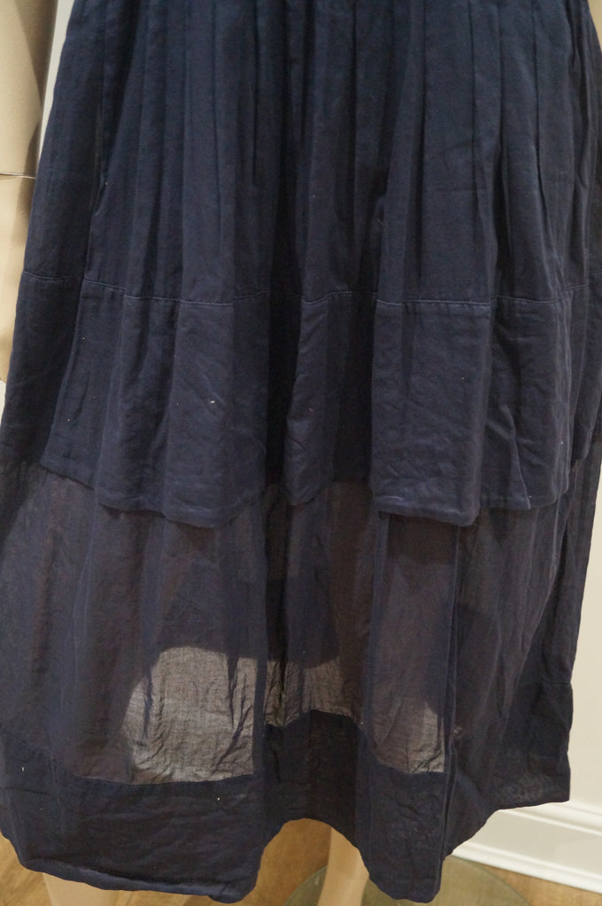 RICHARD NICOLL SHIRT Navy Blue Cotton Collared Short Sleeve Pleat Skirt Dress 8