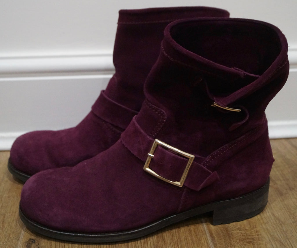 burgundy biker boots