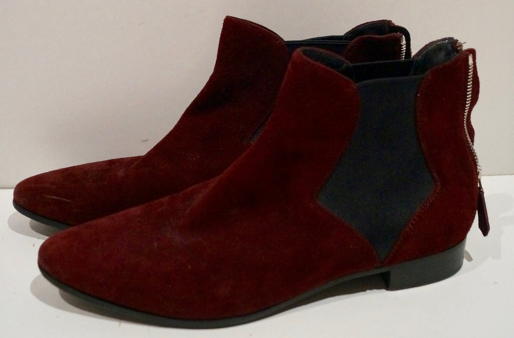 burgundy suede ankle boots