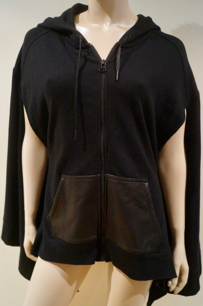 sleeveless leather hoodie