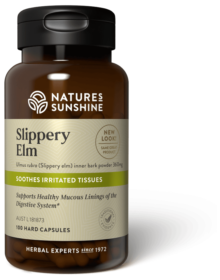 bottle of Nature's Sunshine Slippery Elm capsules