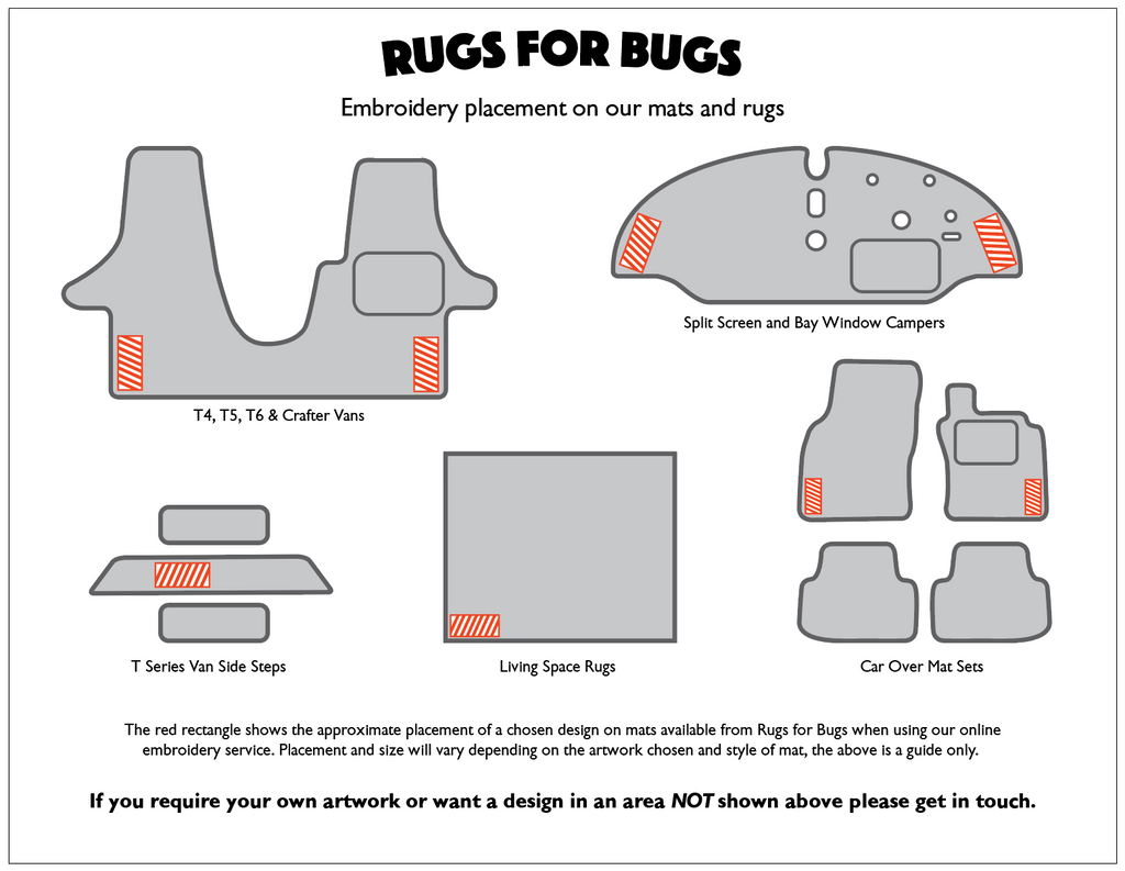 Rugs for Bugs Embroidery Placement Guide