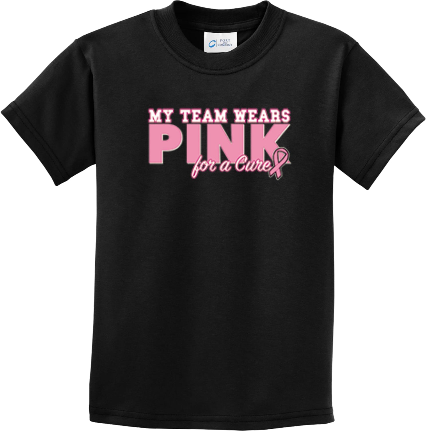 Kids Breast Cancer T-shirt My Team Wears Pink Youth Tee