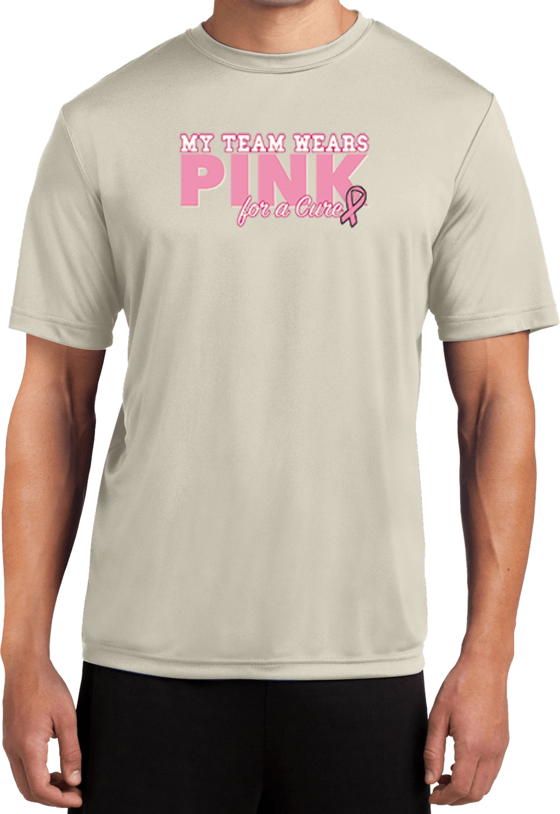 Breast Cancer T-shirt My Team Wears Pink Moisture Wicking Tee