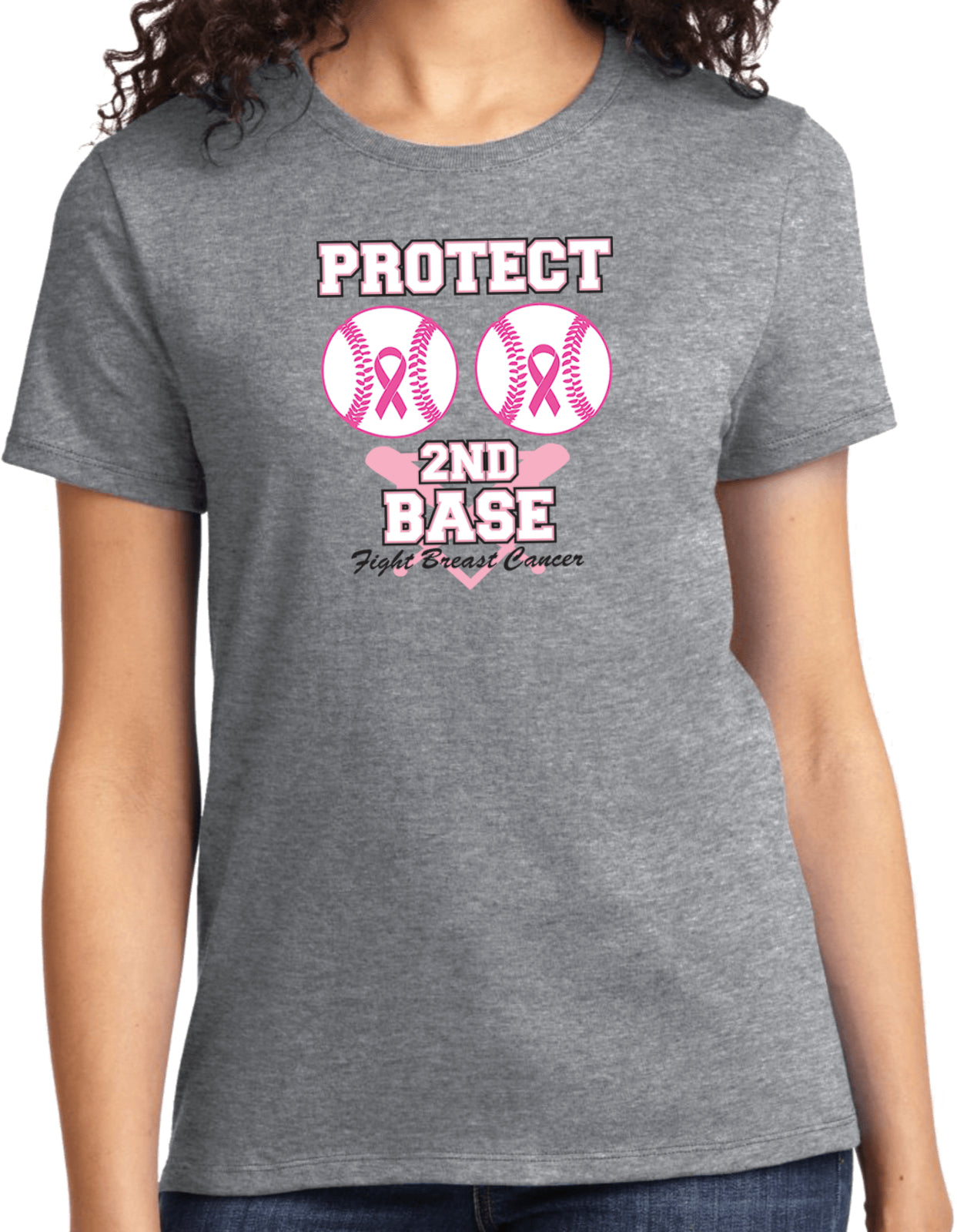 Ladies Breast Cancer T-shirt Protect Second Base Tee