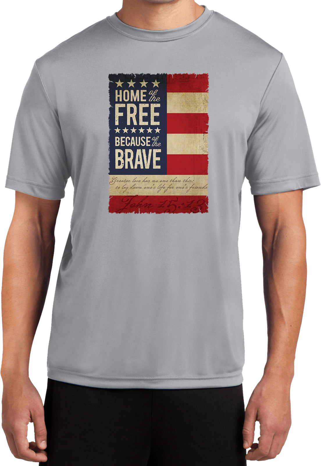 USA T-shirt Home of the Brave Moisture Wicking Tee