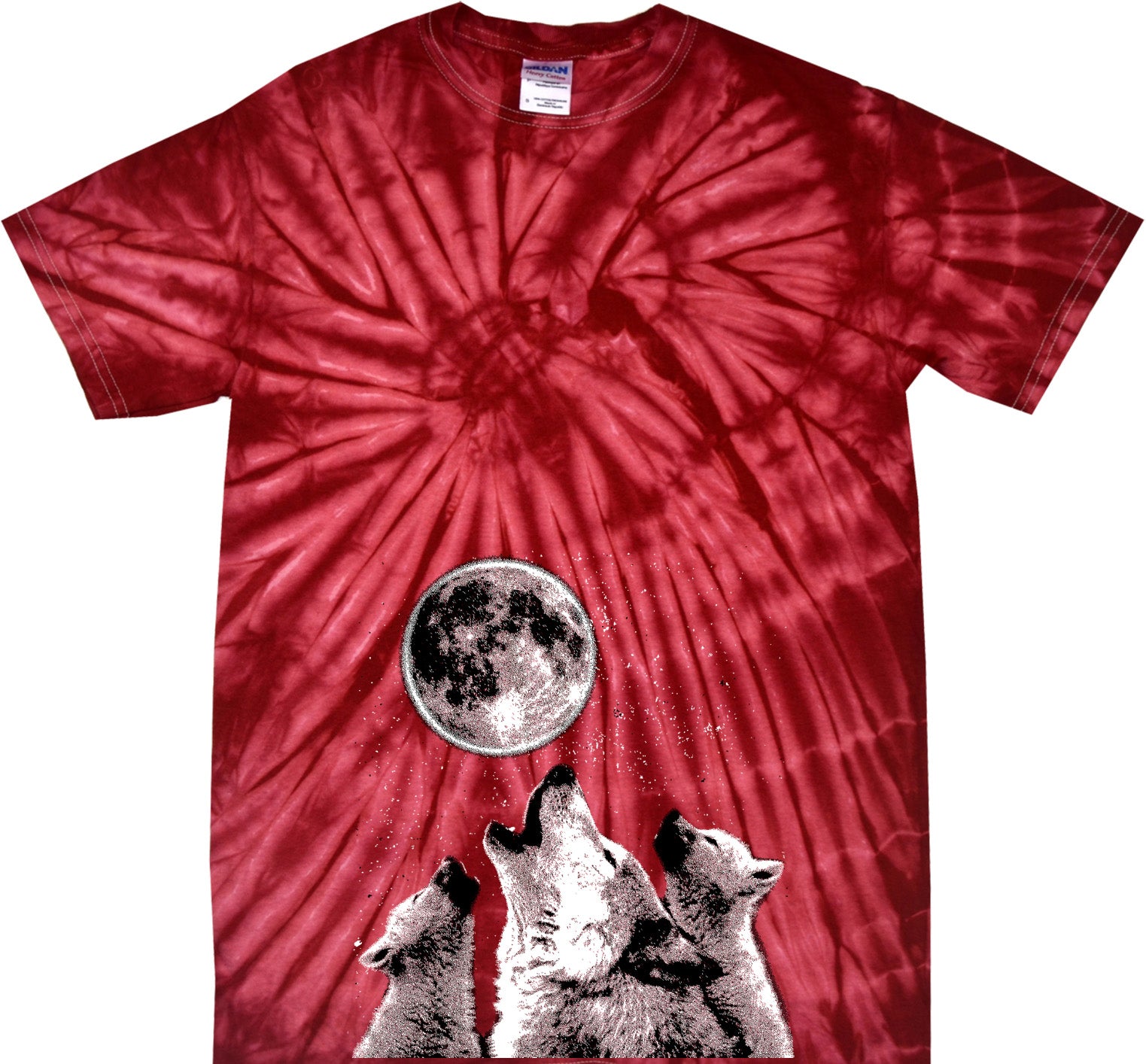 Wolves T-shirt Howling at the Moon Spider Tie Dye Tee