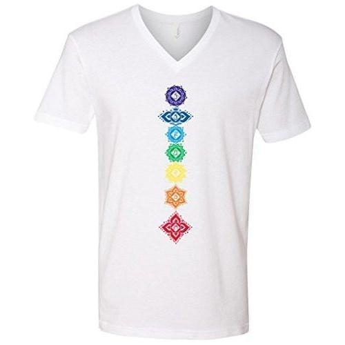 Mens Floral Chakras V-neck Tee Shirt