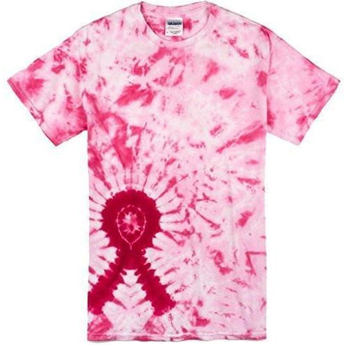 Mens Pink Ribbon Awareness Tie Dye Tee Shirt