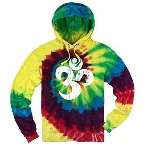 Mens Tie Dye White Distressed OM Hoodie