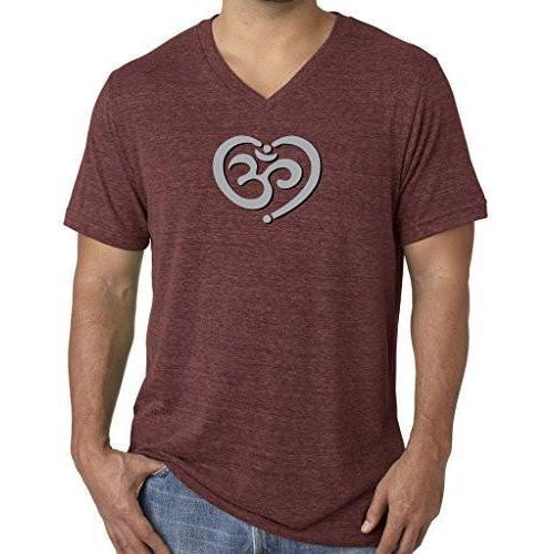 Mens Om Heart Lightweight V-neck Tee Shirt