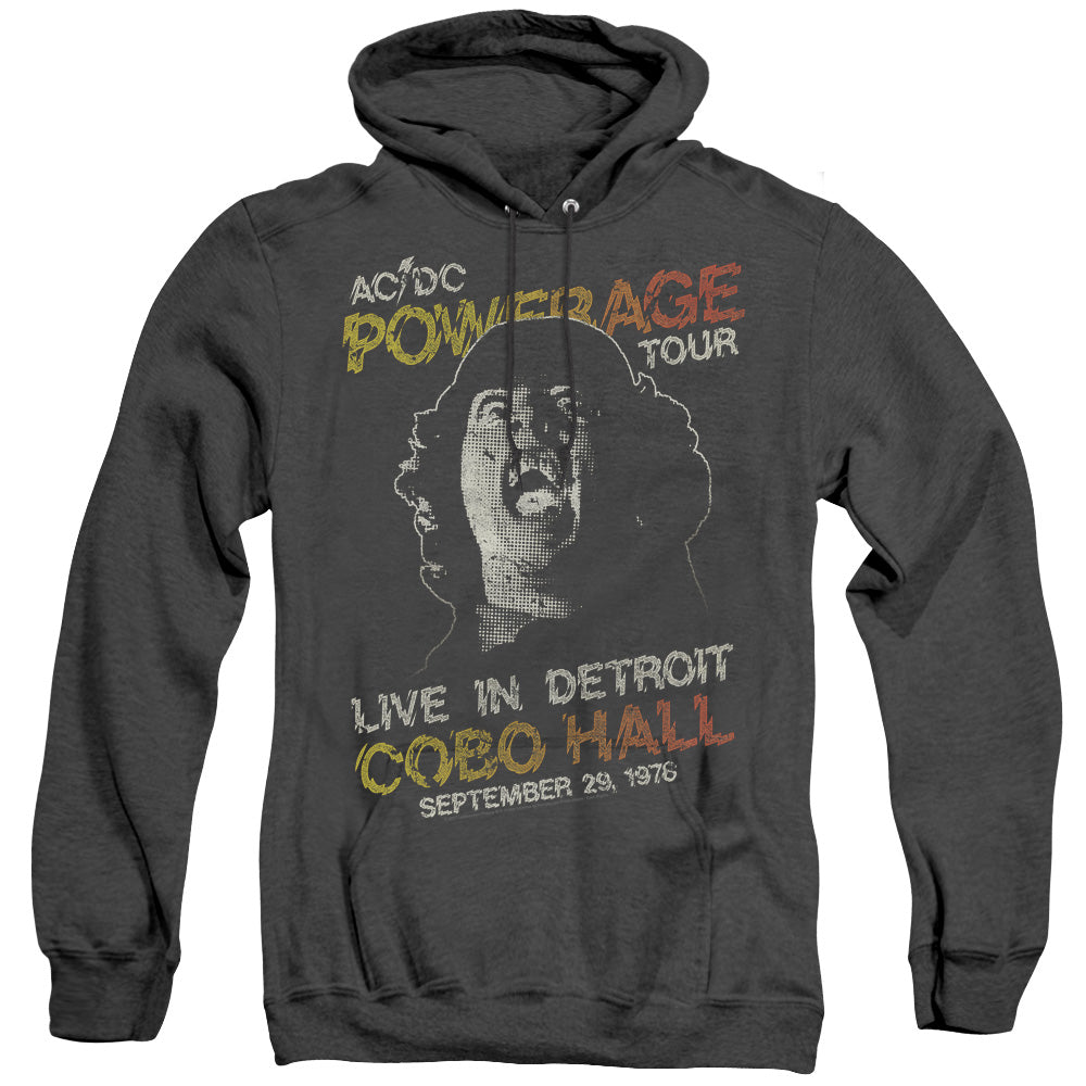 AC/DC 1976 Powerage Tour Live in Detroit Black Heather Hoodie