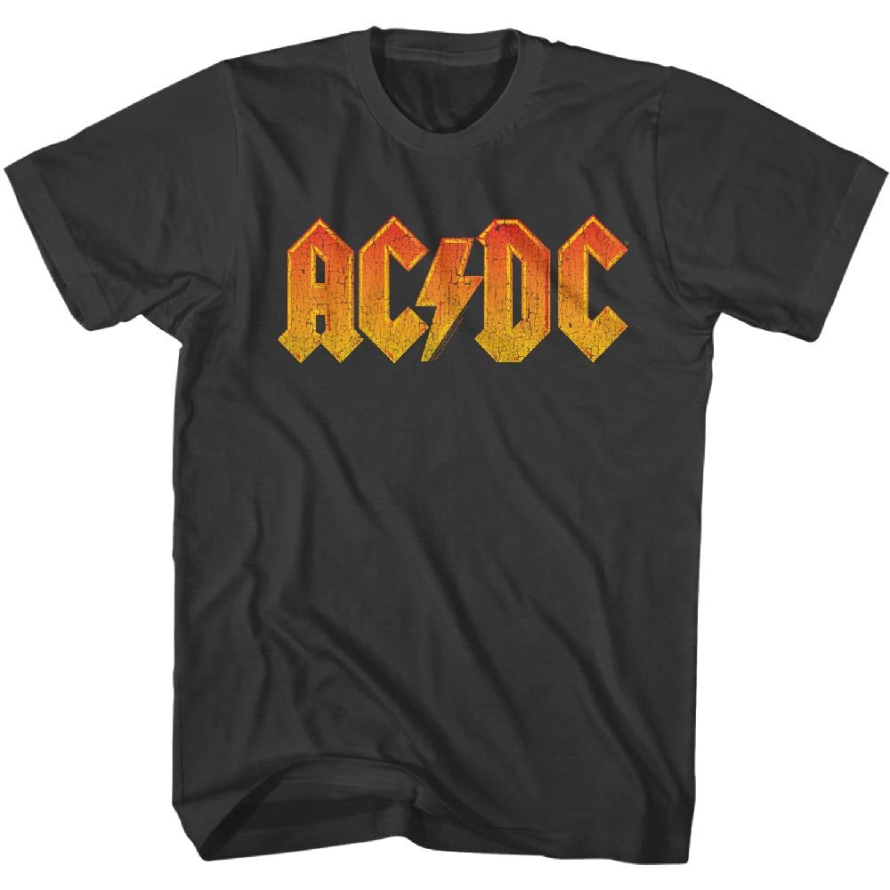 AC/DC T-Shirt Distressed Orange Logo Smoke Tee