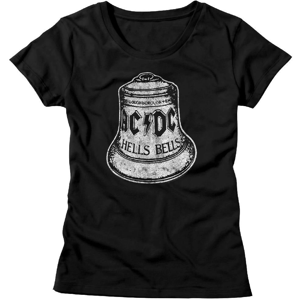 AC/DC Ladies T-Shirt Distressed Hell Bells Black Tee