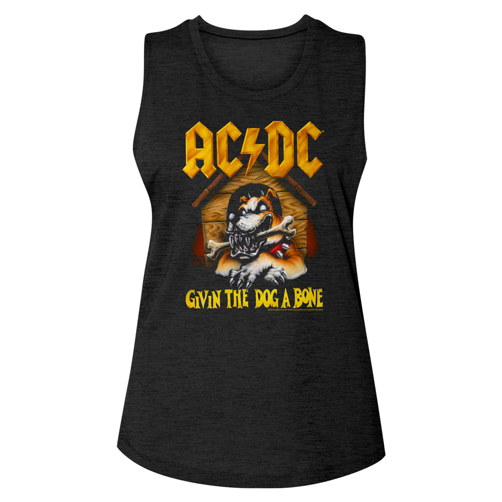 AC/DC Givin The Dog A Bone Song Ladies Sleeveless Crew Neck Slub