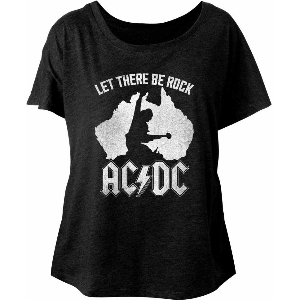 AC/DC Ladies Dolman T-Shirt Australia Let There Be Rock Black Tee