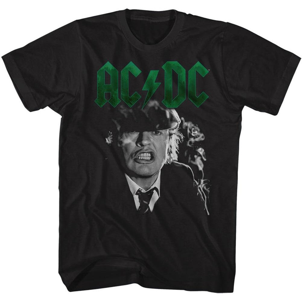 AC/DC Tall T-Shirt Angus Growl Green Logo Black Tee