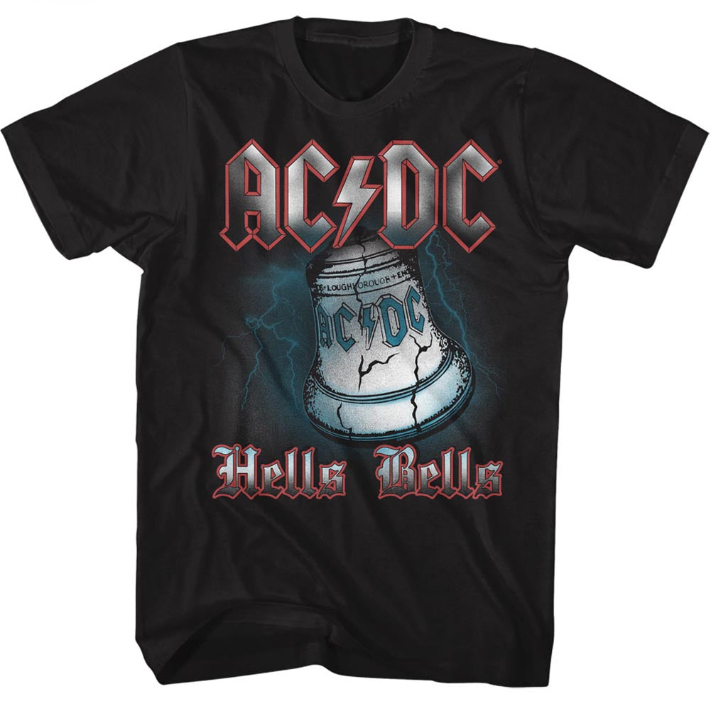 AC/DC Tall T-Shirt Hells Bells Color Lightning Black Tee