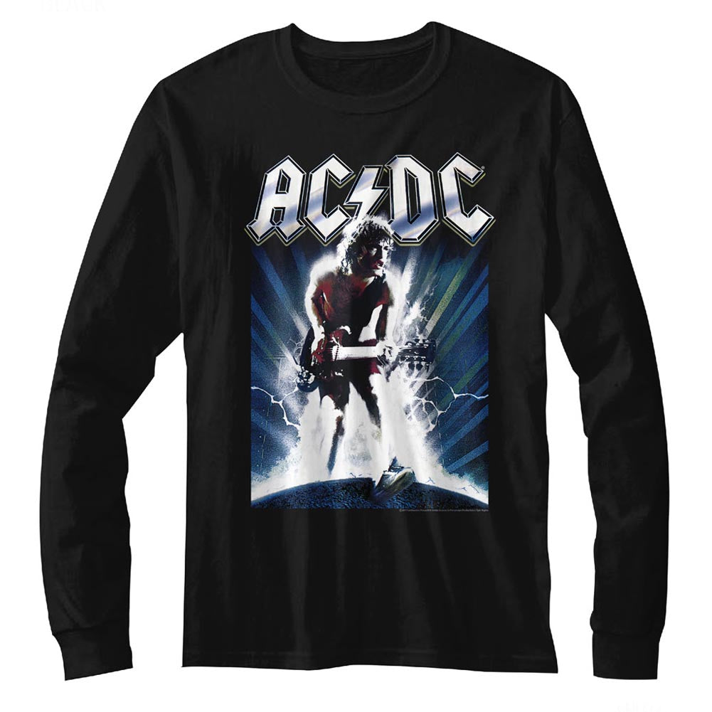 AC/DC Long Sleeve T-Shirt Lightning Guitar Solo Black Tee