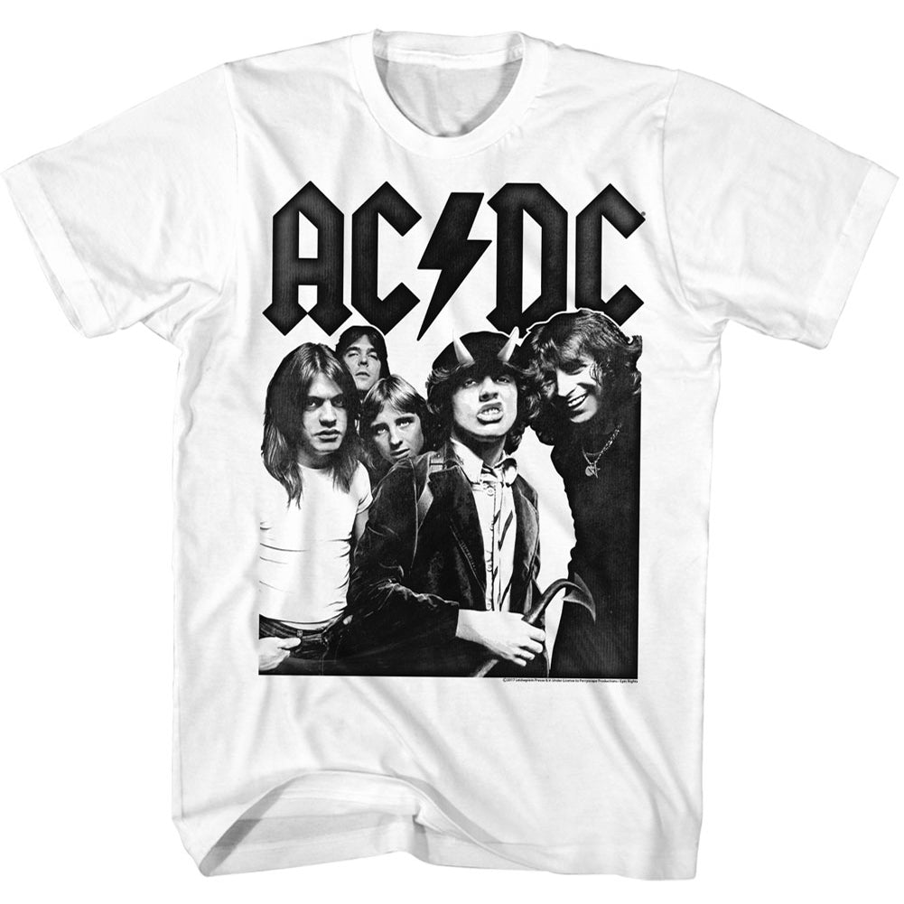 AC/DC T-Shirt Highway To Hell Group Portrait White Tee