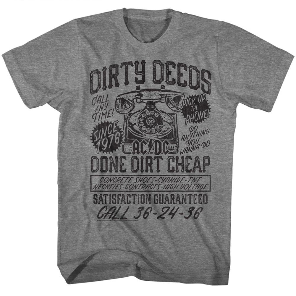 AC/DC T-Shirt Dirty Deeds Done Dirt Cheap Ad Graphite Tee